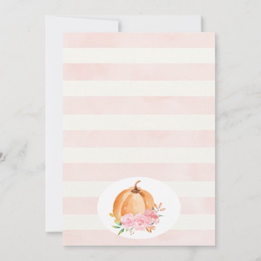 ピンクフローラオレンジカボチャ赤ちゃんシャワー招待状 招待状 (裏面)