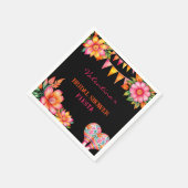 ピンクフローラオレンジフカラフルィエスタブライダルシャワー スタンダードカクテルナプキン (角)