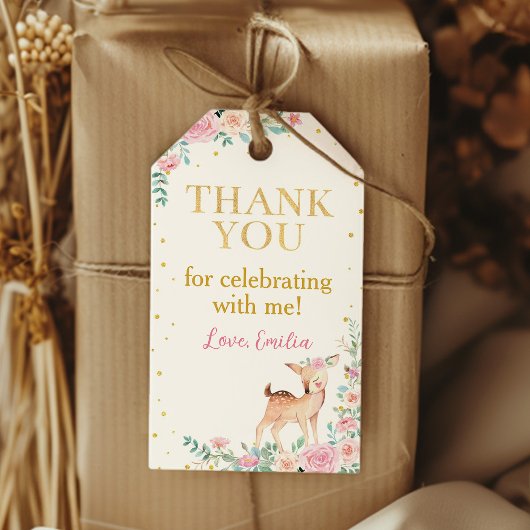 ピンクフローラオンダーフルディアーパーティーありがとう ギフトタグ