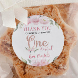 ピンクフローラオンダーフルラベル誕生日ベビーシャワー ラウンドシール