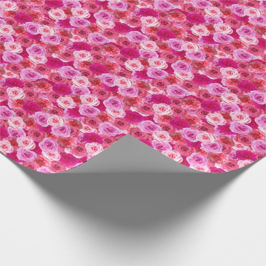 ピンクフローラオーバーサイズシャワー結婚誕生日 ラッピングペーパー (角)