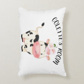 ピンクフローラカウプリント子供部屋 アクセントクッション (正面(垂直))