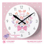 ピンクフローラカスタマイズブーケガールズ子供部屋 ラウンド壁時計