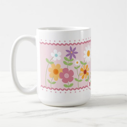 ピンクフローラカスタマイズ可能なバレンタインデーコーヒーマグ コーヒーマグカップ (左)