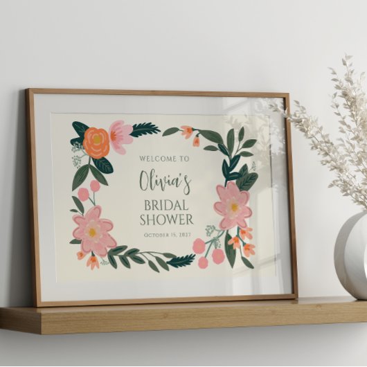 ピンクフローラカスタムブライダルシャワーへようこそ ポスター