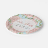 ピンクフローラカスタムベビーシャワー ペーパープレート (アングル)