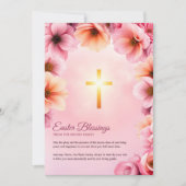 ピンクフローラカトリック十字復活祭恵み シーズンカード (正面)