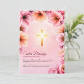 ピンクフローラカトリック十字復活祭恵み シーズンカード (スタンド正面)
