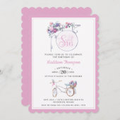 ピンクフローラカフェ標識 |甘い16 招待状 (正面/裏面)