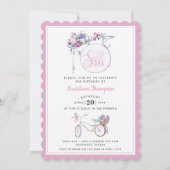 ピンクフローラカフェ標識 |甘い16 招待状 (正面)