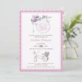 ピンクフローラカフェ標識 |甘い16 招待状 (スタンド正面)