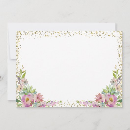 ピンクフローラカボチャグリッターガール誕生日写真 招待状 (裏面)