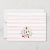 ピンクフローラカボチャ写真誕生日サンキューカード 招待状 (裏面)