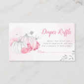 ピンクフローラカボチャ女の子ベビーシャワーおむつラッフル エンクロージャーカード (正面)