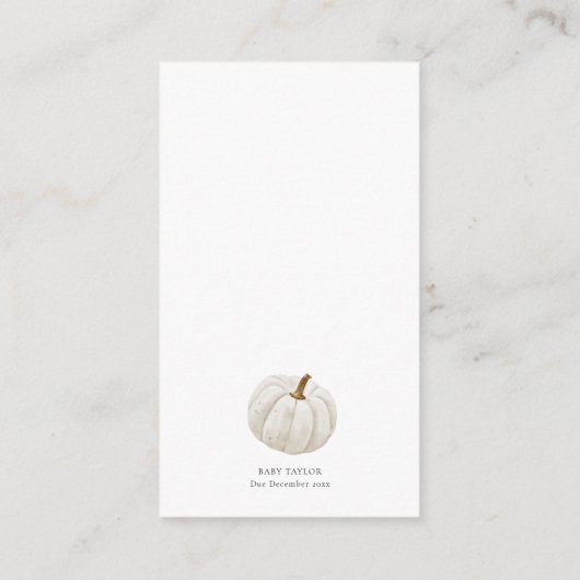 ピンクフローラカボチャ女の子ベビーシャワーおむつラッフル エンクロージャーカード (裏面)