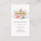 ピンクフローラカボチャ女の子ベビーシャワーおむつラッフル エンクロージャーカード (正面)