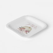 ピンクフローラカボチャ女の子ベビーシャワー ペーパープレート (傾斜あり)