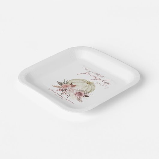 ピンクフローラカボチャ女の子ベビーシャワー ペーパープレート (傾斜あり)