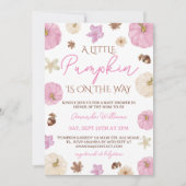 ピンクフローラカボチャ女の子ベビーシャワー 招待状 (正面)