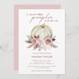 ピンクフローラカボチャ女の子ベビーシャワー 招待状