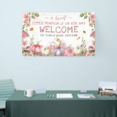 ピンクフローラカボチャ秋の赤ちゃんシャワーようこそ 横断幕 (トレードショー)