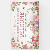 ピンクフローラカボチャ秋の赤ちゃんシャワーようこそ 横断幕 (縦)