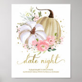 ピンクフローラカボチャ秋デイトナイトジャールサイン ポスター (正面)