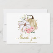 ピンクフローラカボチャ秋ブライダルシャワーありがとう 招待状 (正面)