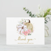 ピンクフローラカボチャ秋ブライダルシャワーありがとう 招待状 (スタンド正面)