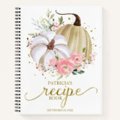 ピンクフローラカボチャ秋ブライダルシャワーレシピ本 ノートブック (正面)