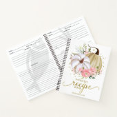 ピンクフローラカボチャ秋ブライダルシャワーレシピ本 ノートブック (内部)