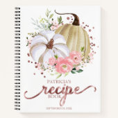 ピンクフローラカボチャ秋ブライダルシャワーレシピ本 ノートブック (正面)
