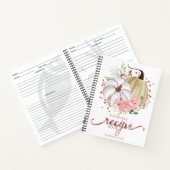 ピンクフローラカボチャ秋ブライダルシャワーレシピ本 ノートブック (内部)