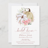 ピンクフローラカボチャ秋ブライダルシャワー招待 招待状 (正面)