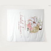 ピンクフローラカボチャ秋ブライダルシャワー背景 タペストリー (正面(横))