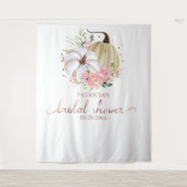 ピンクフローラカボチャ秋ブライダルシャワー背景 タペストリー (正面)