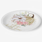 ピンクフローラカボチャ秋ブライダルシャワー ペーパープレート (アングル)