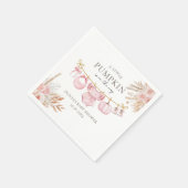 ピンクフローラカボチャ秋ベビシャワーペーパーナプキン スタンダードカクテルナプキン (角)