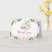 ピンクフローラカボチャ秋ベビーシャワーありがとう車 カード (黄色い花)