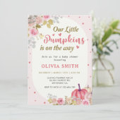 ピンクフローラカボチャ秋ベビーシャワー 招待状 (スタンド正面)