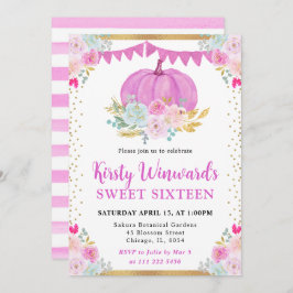 ピンクフローラカボチャ秋Sweet sixteen 招待状