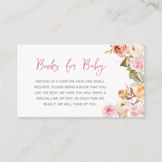 ピンクフローラカボチャ赤ちゃんシャワーブックベビー エンクロージャーカード (正面)