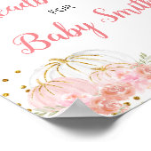 ピンクフローラカボチャ赤ちゃんシャワーヘッドバンドステーション ポスター (角)