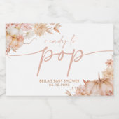 ピンクフローラカボチャ赤ちゃんシャワー秋シャンパン スパークリングワインラベル (シングルラベル)