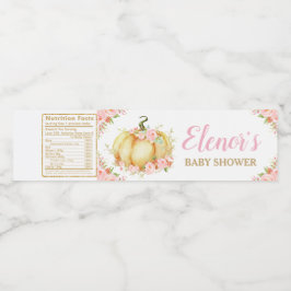 ピンクフローラカボチャ赤ちゃんシャワー赤ちゃん女の子のお願い ペットボトルラベル