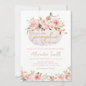 ピンクフローラカボチャ赤ちゃんシャワー 招待状 (正面)