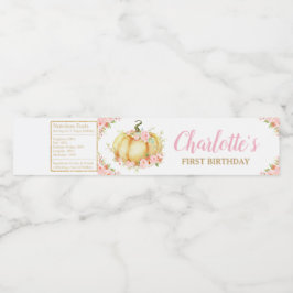ピンクフローラカボチャ1st誕生日パーティーガールの好意 ペットボトルラベル