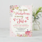 ピンクフローラカボチャ2nd誕生日パーティー 招待状 (スタンド正面)