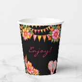 ピンクフローラカラフルフェスタブライダルシャワー 紙コップ (正面)