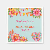 ピンクフローラカラフルブルーフェスタブライダルシャワー スタンダードカクテルナプキン (正面)